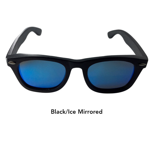 AGENT 8 Bamboo Wood Polarized Sunglasses Black Frame Grey Lens Side View