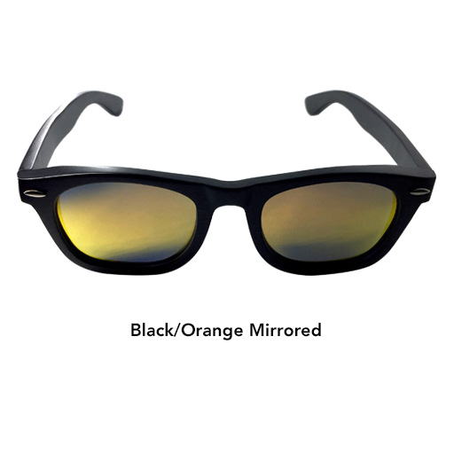 AGENT 8 Bamboo Wood Polarized Sunglasses Black Frame Green Mirrored Lens
