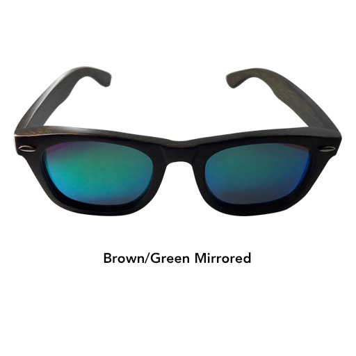 AGENT 8 Bamboo Wood Polarized Sunglasses Brown Frame Ice Mirrored Lens