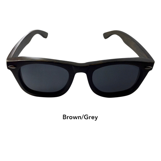 AGENT 8 Bamboo Wood Polarized Sunglasses Brown Frame Grey Lens